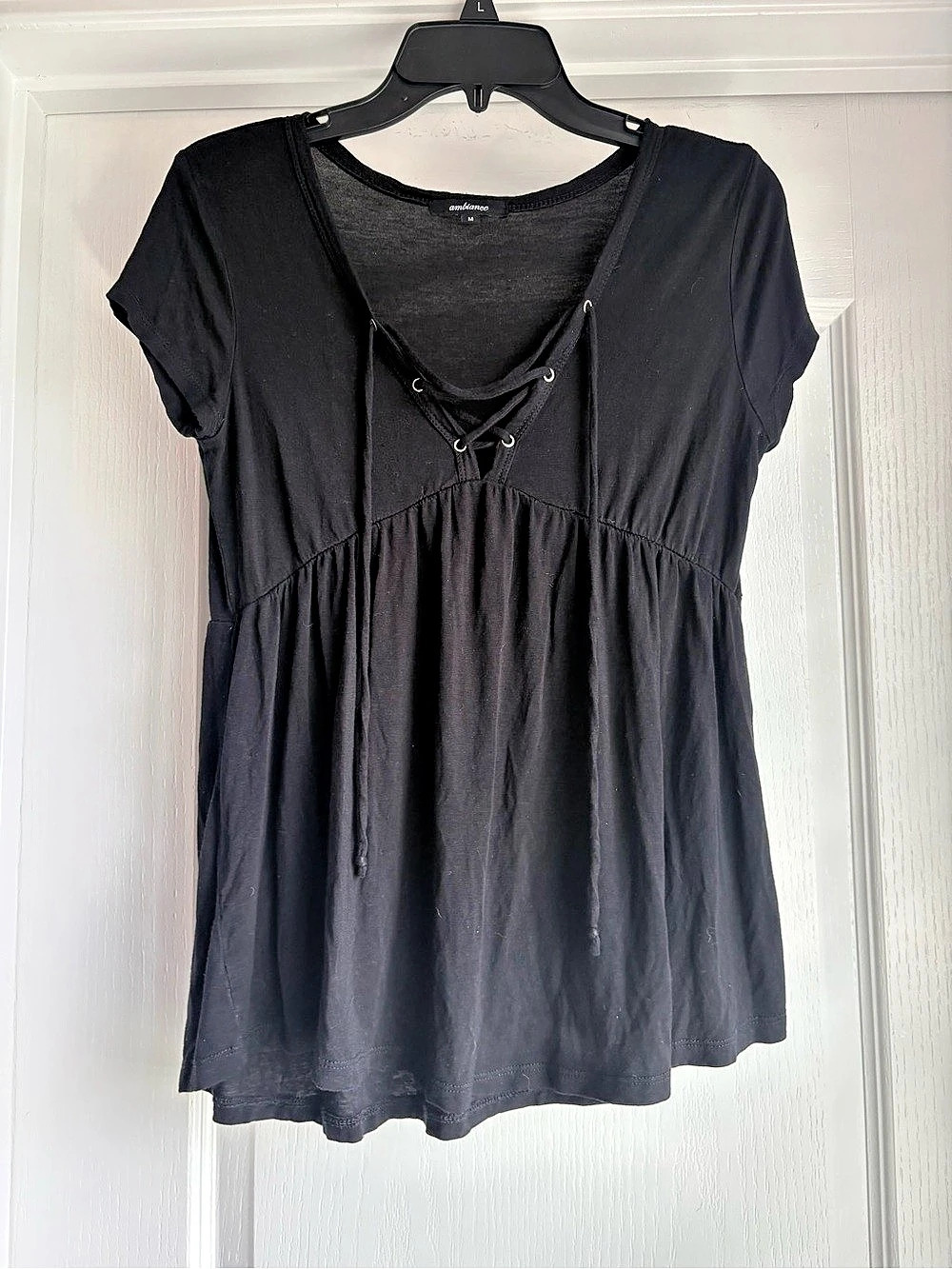 Ambiance Black Lace-Up Tunic Size Medium Like New